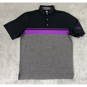 FootJoy‎ Polo Shirt Mens XL Black Purple Gray Golf Love's Golf Classic FJ Logo